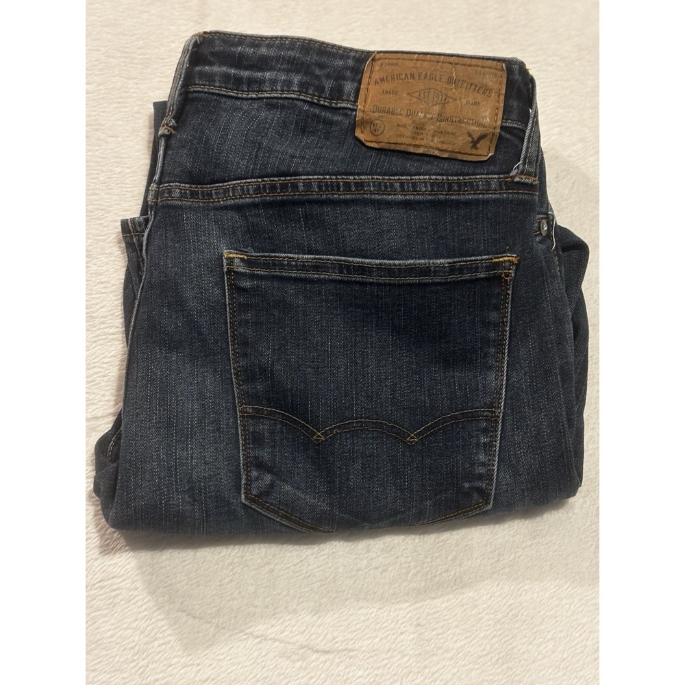 American Eagle Jeans Men's 33x31 Active Flex Denim Jeans Dark Wash Distressed